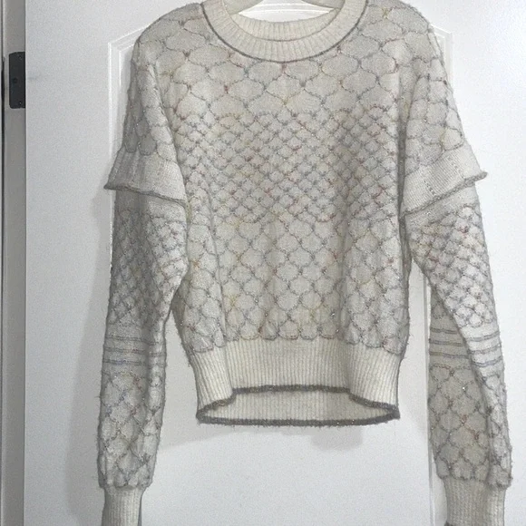 SEE BY CHLOE Iza Women’s Sweater Size S NWT Multicolor White Crew Neck Oversized